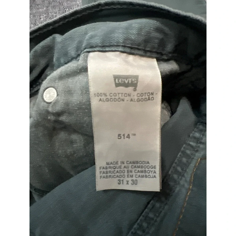 Levis 514 Straight Fit Pants Mens 31x30 Dark Green Olive Cotton Twill Jeans